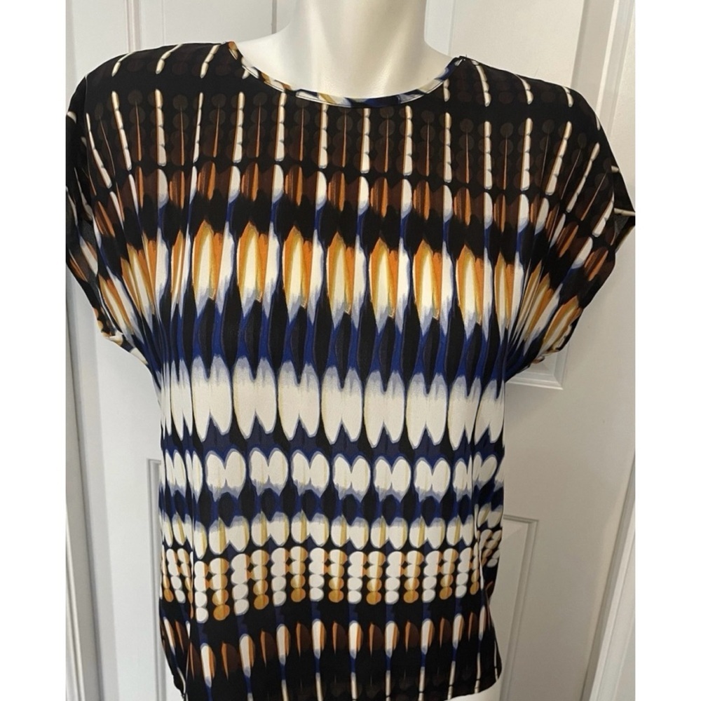 Sam Edelman Blouse Womens Size Small Black Royal Blue Back Zipper